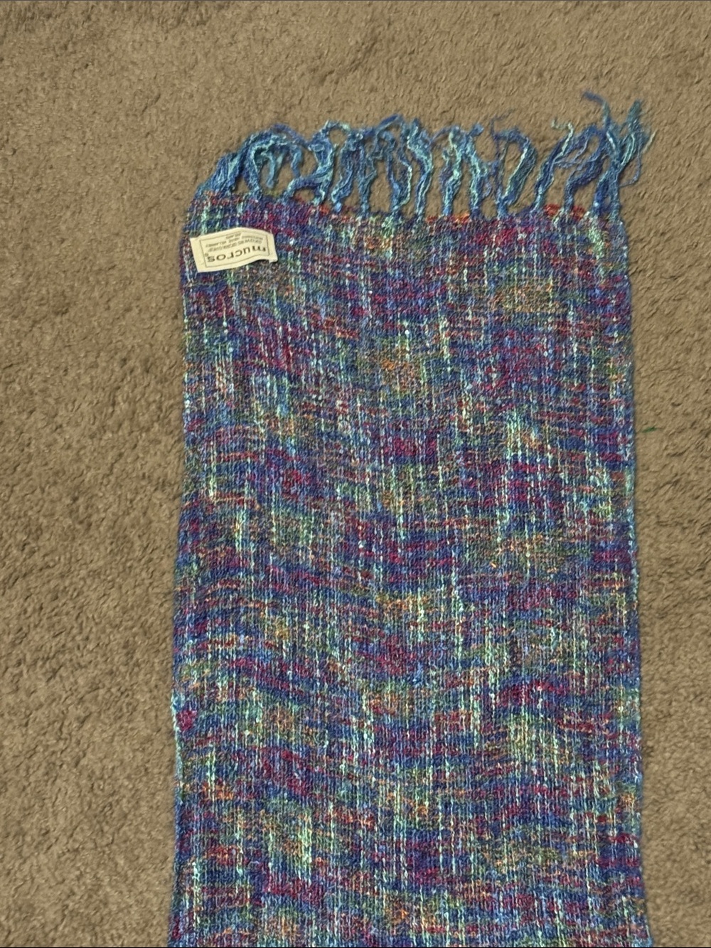 Made in Ireland Lightweight Scarf-EUC-Brightly Colored Plaid-Blue Tones-Silky - Picture 9 of 14